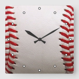 Horloge Carrée Baseball et Softball Couture Rouge