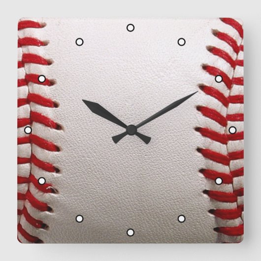 Horloge Carrée Baseball et Softball Couture Rouge (Recto)