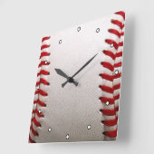 Horloge Carrée Baseball et Softball Couture Rouge (Angle)