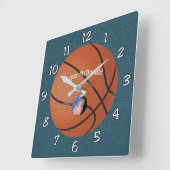 Horloge Carrée Basketball Textured photo Arrière - plan personnal (Angle)