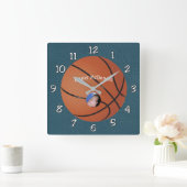 Horloge Carrée Basketball Textured photo Arrière - plan personnal (Maison)