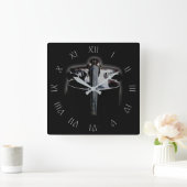 Horloge Carrée Bass 1 Script gris Nombre romain wccn (Maison)
