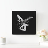 Horloge Carrée Bass Guitar Player (Maison)