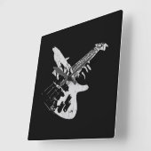 Horloge Carrée Bass Guitar Player (Angle)