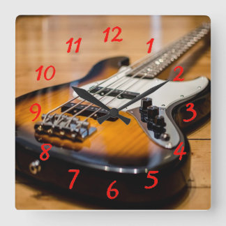 Horloge Carrée Bass Guitare