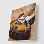 Horloge Carrée Bass Guitare (Angle)