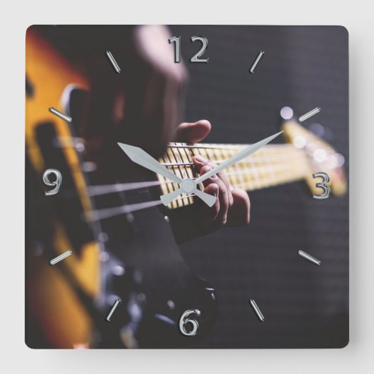 Horloge Carrée Bass Player Basse musique guitare (Recto)