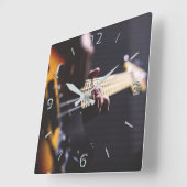 Horloge Carrée Bass Player Basse musique guitare (Angle)