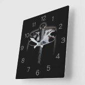 Horloge Carrée Basse 1 Gris Numéros wccnm (Angle)