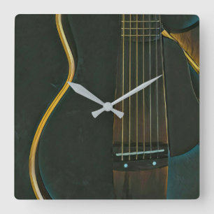 Horloge Carrée Basse guitariste cadeau