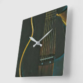 Horloge Carrée Basse guitariste cadeau (Angle)