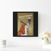 Horloge Carrée Basset Hound Dog Coffee (Maison)