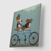 Horloge Carrée Basset Hound Tandem (Angle)