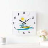 Horloge Carrée Bateau à voile simple (Maison)