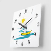 Horloge Carrée Bateau à voile simple (Angle)