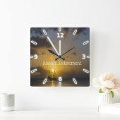 Horloge Carrée Bateau, Coucher de soleil, Mer (Maison)