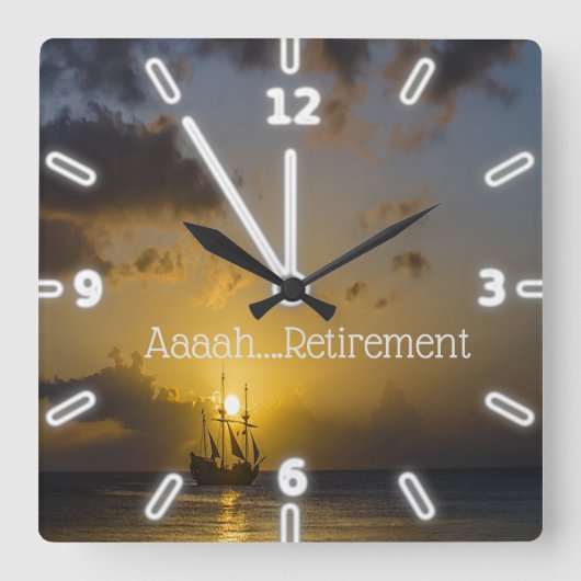 Horloge Carrée Bateau, Coucher de soleil, Mer (Recto)