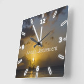 Horloge Carrée Bateau, Coucher de soleil, Mer (Angle)