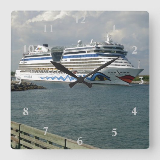 Horloge Carrée Bateau de sourire dans la Manche (Recto)