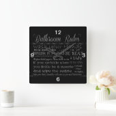 Horloge Carrée Bathroom Rules (Maison)