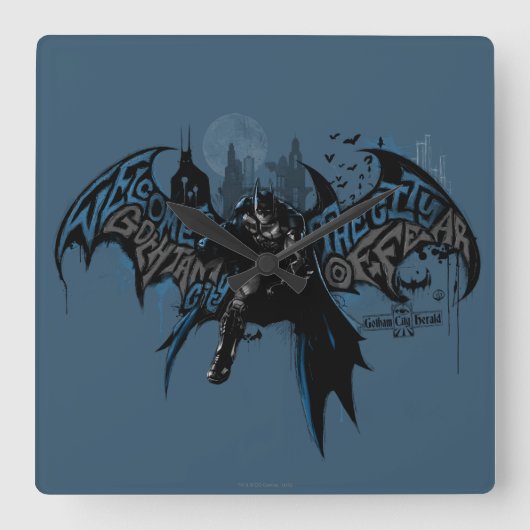 Horloge Carrée Batman Gotham City Paint Drip Graphic (Recto)