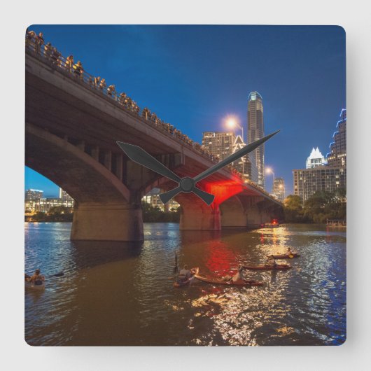 Horloge Carrée Bats d'Austin (Recto)