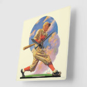 Horloge Carrée Batteur de baseball (Angle)