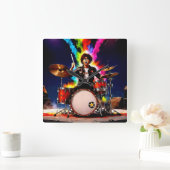 Horloge Carrée Batteur - vif (Maison)