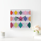 Horloge Carrée Bauhaus Diamond Quilt (Maison)
