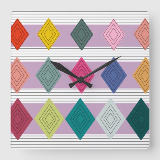 Horloge Carrée Bauhaus Diamond Quilt (Recto)