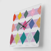 Horloge Carrée Bauhaus Diamond Quilt (Angle)