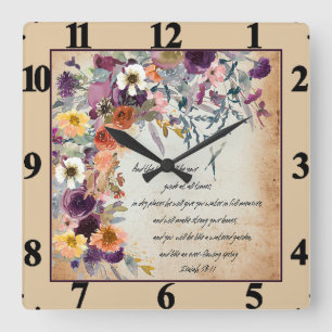 Horloge Carrée Be your guide, autumn floral mix