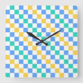 Horloge Carrée Beach day diagonal checkerboard pattern (Recto)