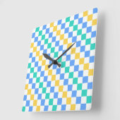 Horloge Carrée Beach day diagonal checkerboard pattern (Angle)