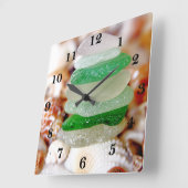 Horloge Carrée Beach glass (Angle)