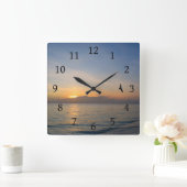 Horloge Carrée Beach Ocean Sunset Photo 195 (Maison)