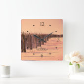Horloge Carrée Beach Sand Dunes Fence Clock (Maison)