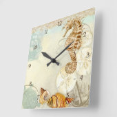 Horloge Carrée Beach Sand Seashore Collage (Angle)