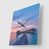 Horloge Carrée Beaches tropicales | Maldives Bungalows (Angle)