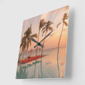 Horloge Carrée Beaches tropicales | Maldives Tropical Beach & Poo (Angle)