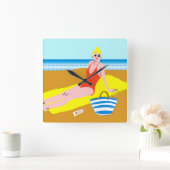 Horloge Carrée Beachy Keen - Jaune (Maison)