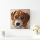Horloge Carrée Beagle chiot 2 (Maison)