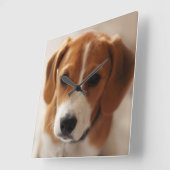 Horloge Carrée Beagle chiot 2 (Angle)