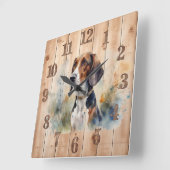 Horloge Carrée Beagle ou chasseur de chasses de chasses de chiens (Angle)