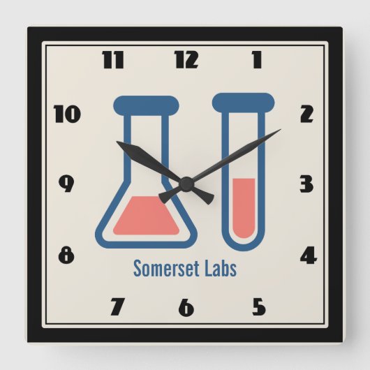 Horloge Carrée Beaker & Test Tube Science Themed (Recto)