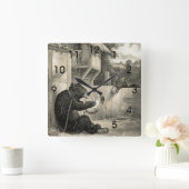 Horloge Carrée Beard - Bear, Dog and Donkey Square Wall Clock (Maison)