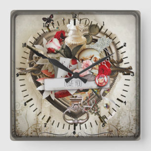 Horloge Carrée Beau amour vintage