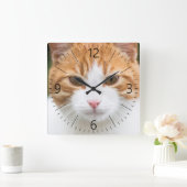 Horloge Carrée Beau chat rouge (Maison)