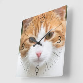 Horloge Carrée Beau chat rouge (Angle)