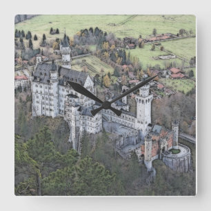 Horloge Carrée Beau château de Neuschwanstein en Allemagne
